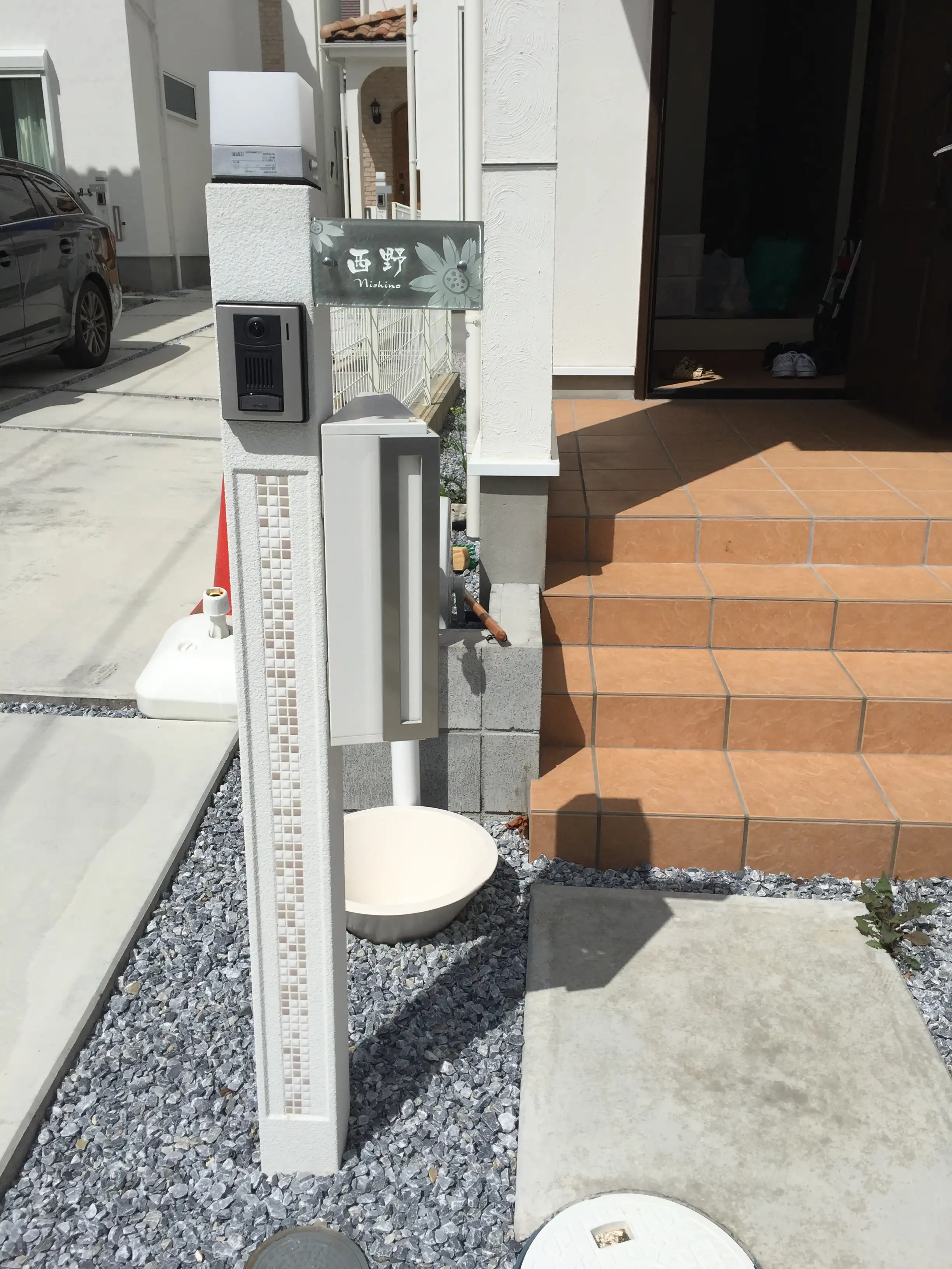 ナチュラルテイストがおしゃれな長方形クリアガラス表札【hfd-0106】