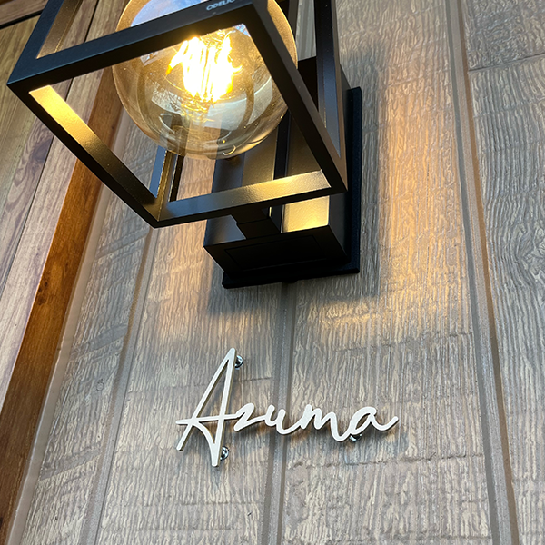 真鍮風のゴールド塗装 華奢でシンプルな手書き風切り文字表札【lcsr-22】