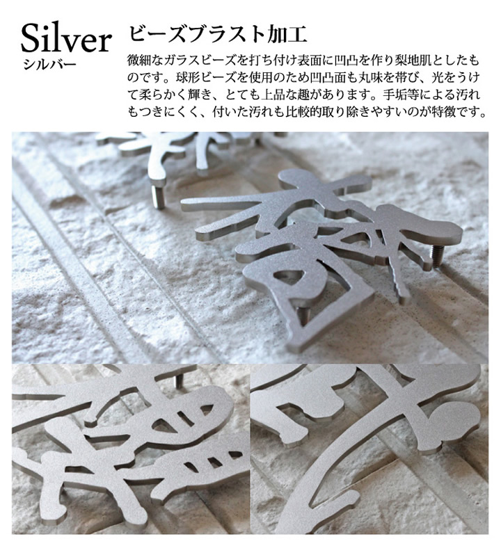 表札 ステンレス シルバー ビーズブラスト加工