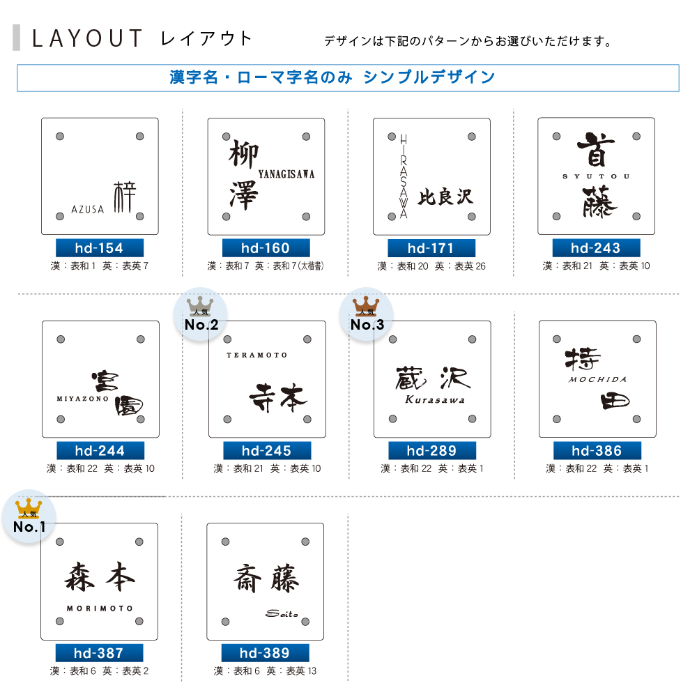 表札 ガラス レイアウト