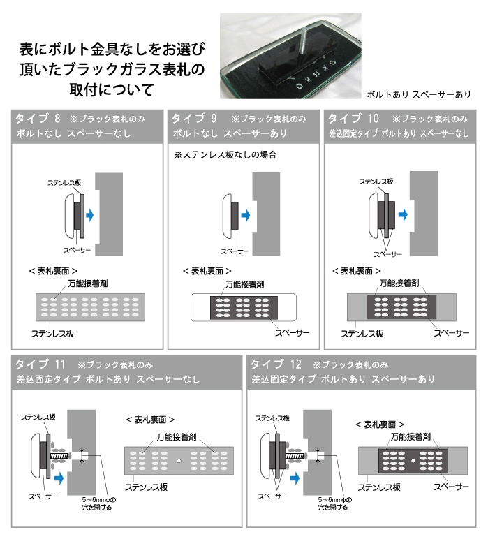 表札】しっとりとしたブラックで、コントラストの効いたデザインマンション・機能門柱用表札(ステンレス板付)【hm-02】