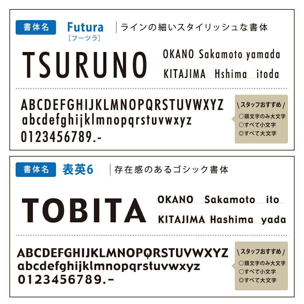 表札 ステンレス 書体