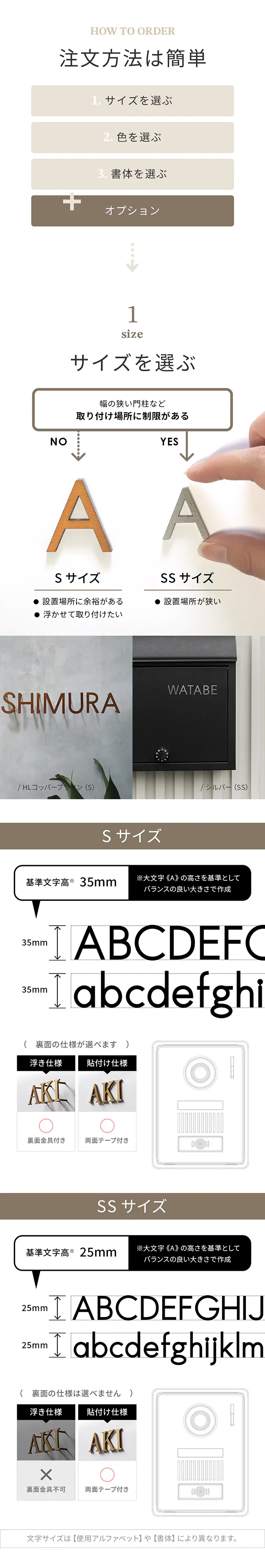 表札 ステンレス 切り文字 サイズ