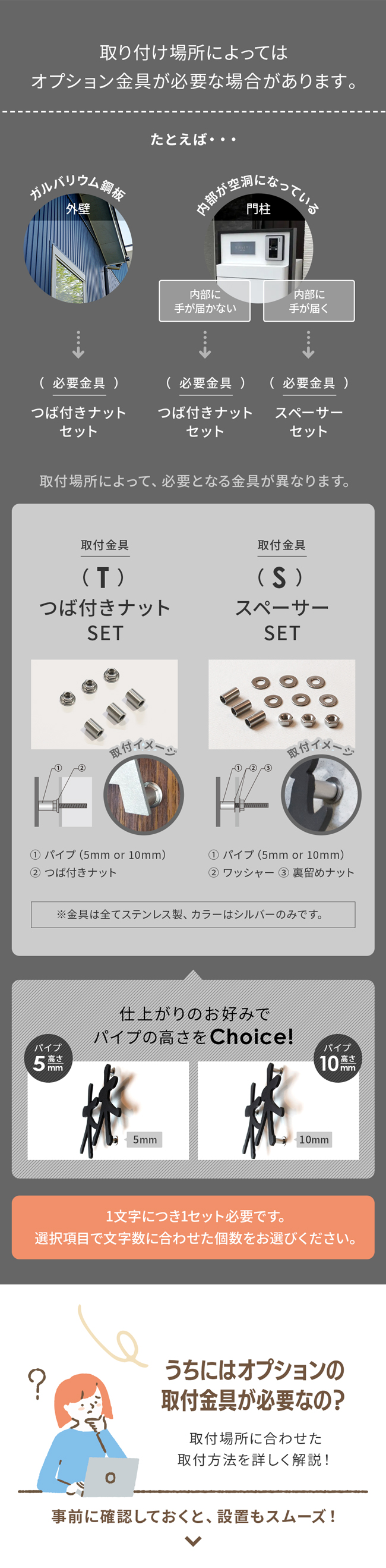 表札 ステンレス 取付方法 部材 金具 オプション 機能門柱 玄関周りの四季に馴染む洗練された和文表札【LCSJ-01】