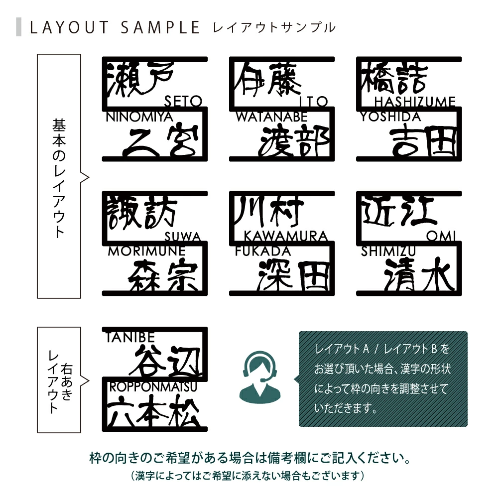 表札 ステンレス レイアウトサンプル