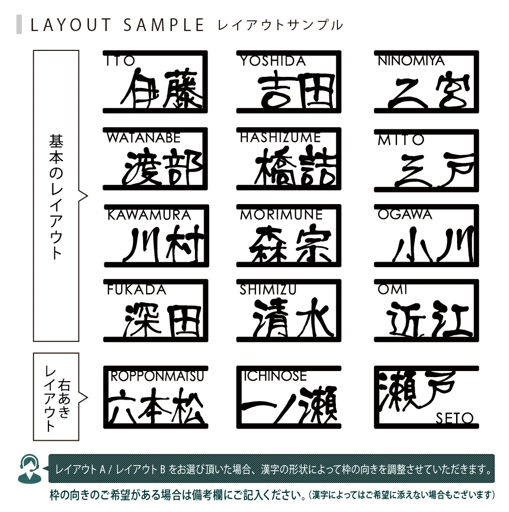 表札 ステンレス レイアウトサンプル