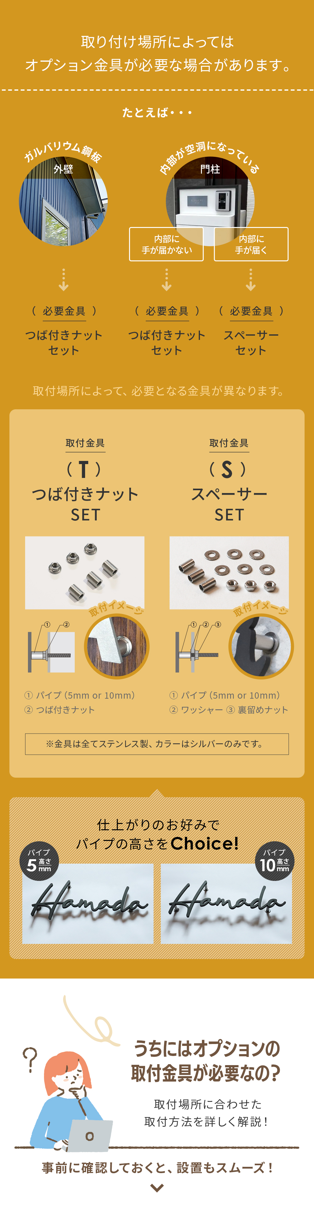 表札 ステンレス 取り付け方法