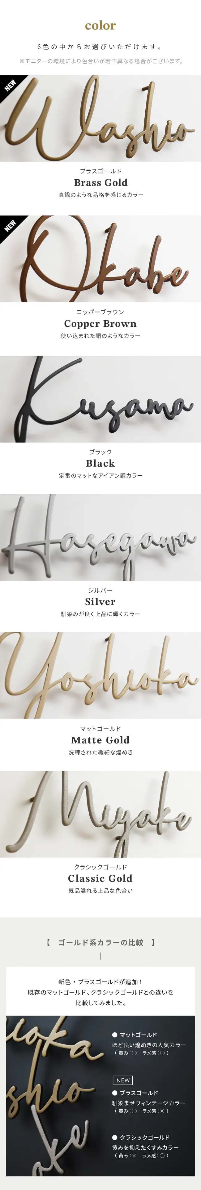 表札 ステンレス 切り文字 カラー