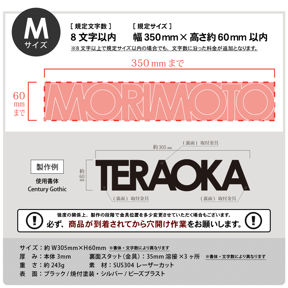 表札 ステンレス Mサイズ