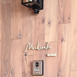 真鍮風のゴールド塗装 華奢でシンプルな手書き風切り文字表札【lcsr-22】