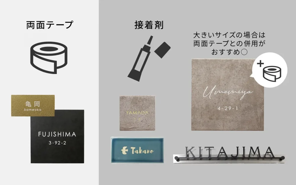 貼り付け可能表札のタイプ別比較